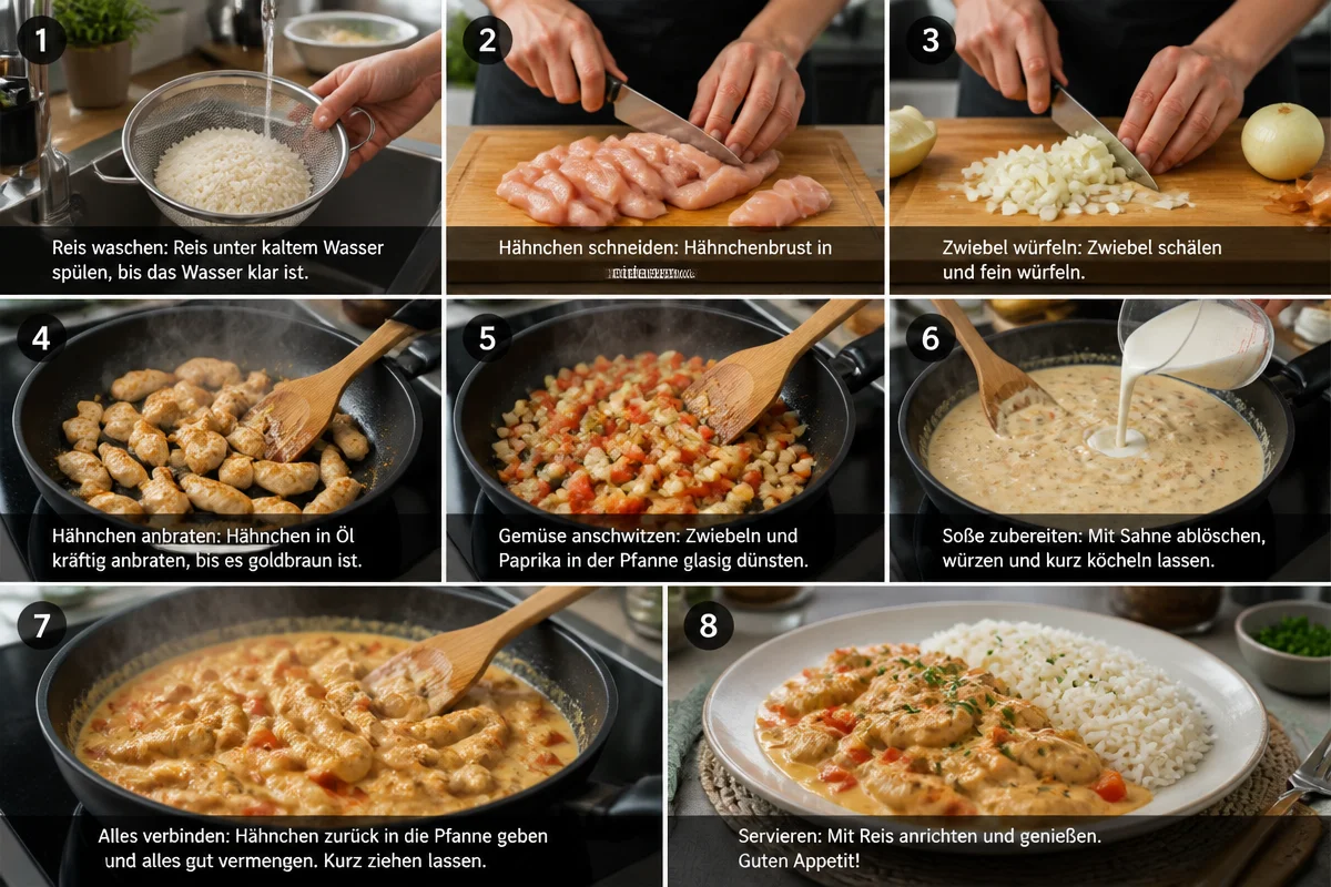 Hähnchengeschnetzeltes mit Reis – Einfaches Rezept für jeden Tag