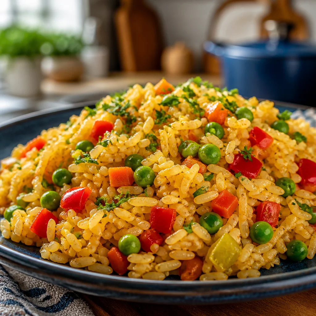 One Pot Reis mit Gemüse – Schnelles und einfaches Familiengericht mit frischen Zutaten.