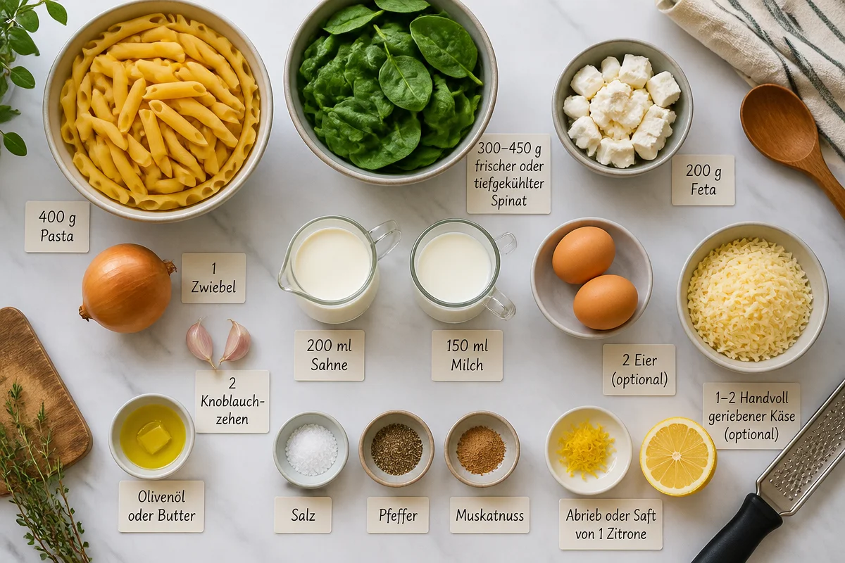 Nudelauflauf mit Spinat und Feta – Einfach lecker!